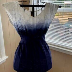 Free People Sleeveless Blue & White Ombre Tie Back Size Medium